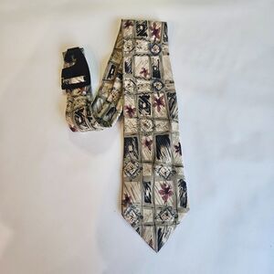 Venanzi Silk Tie Italian Soft Floral Pattern Taupe 90's Pattern 4" Wide Tie